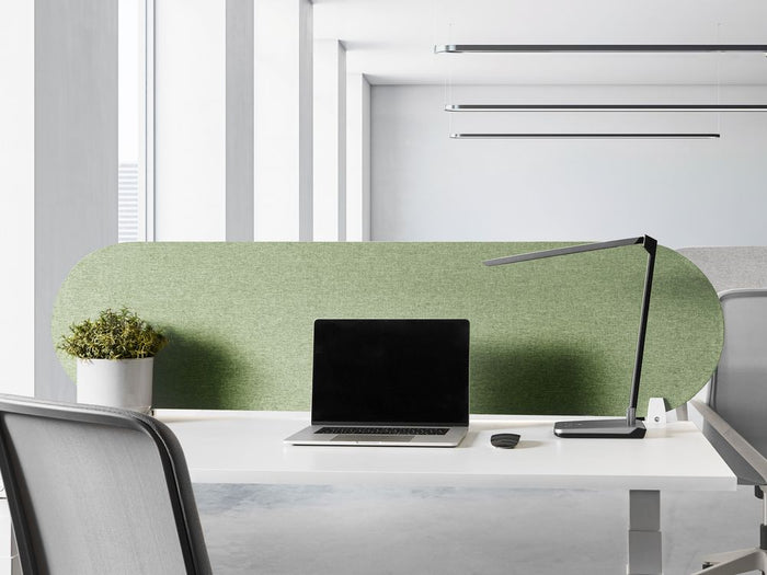 Pannello divisorio verde in tessuto PET Board 160 x 40 cm Schermo acustico Morsetti di montaggio modulari Casa Ufficio