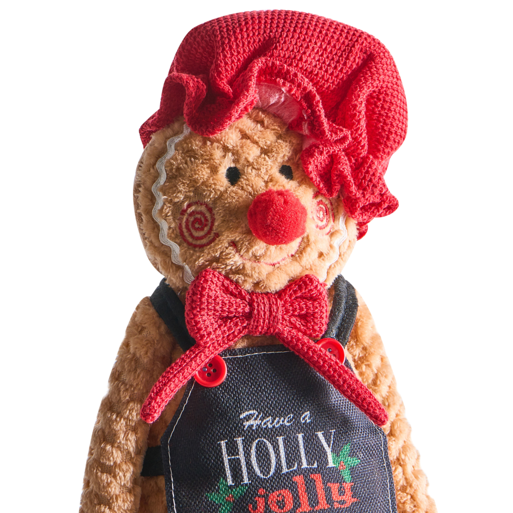 Set di 2 figure decorative in peluche di tessuto marrone a forma di omino di pan di zenzero