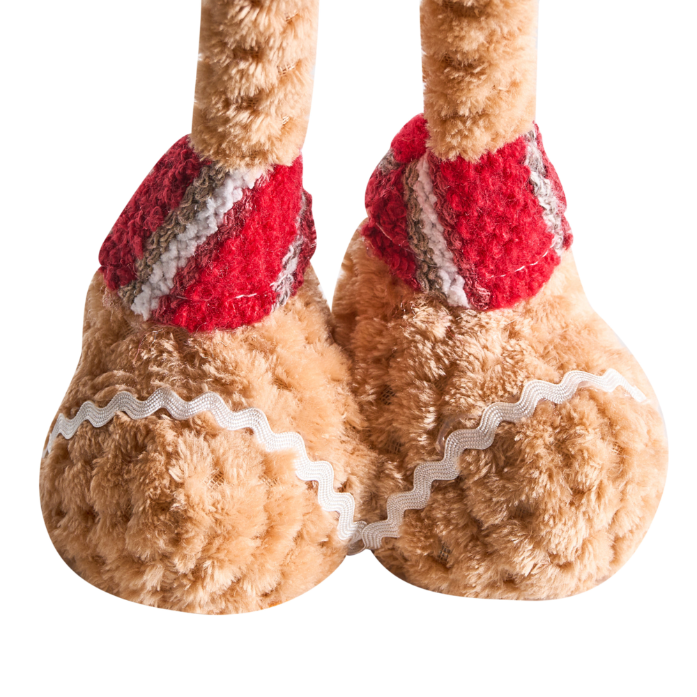 Set di 2 figure decorative in peluche di tessuto marrone a forma di omino di pan di zenzero