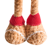 Set di 2 figure decorative in peluche di tessuto marrone a forma di omino di pan di zenzero