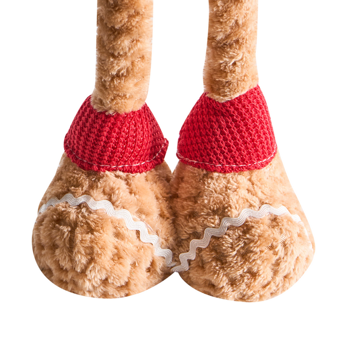 Set di 2 figure decorative in peluche di tessuto marrone a forma di omino di pan di zenzero