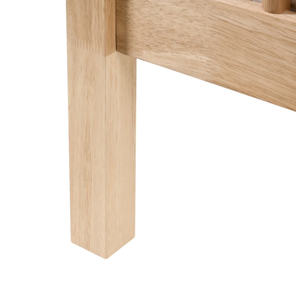 Letto matrimoniale a baldacchino stile minimalista con rete in legno di gomma e doghe marrone chiaro 180 x 200 cm