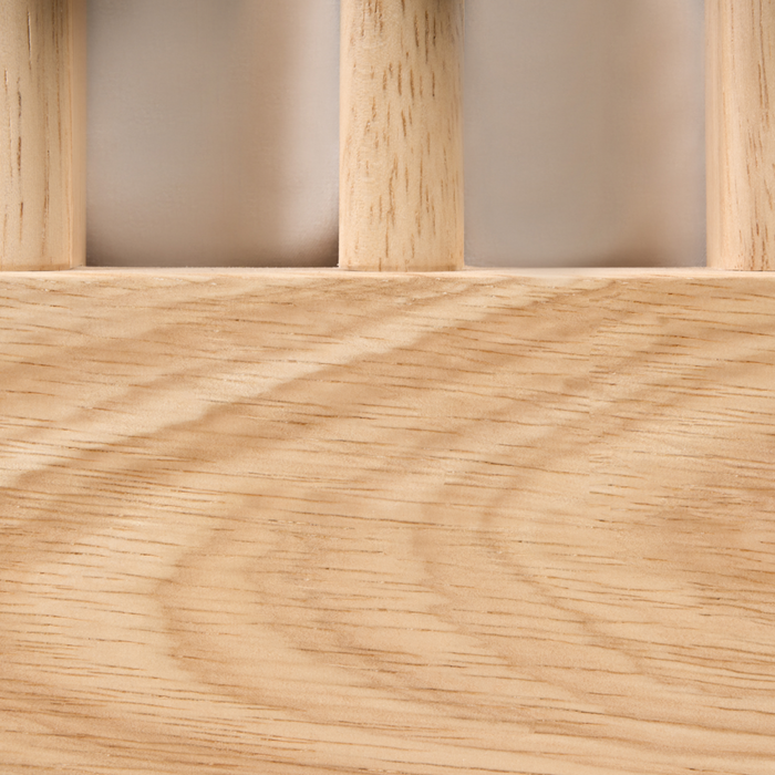 Letto matrimoniale a baldacchino stile minimalista con rete in legno di gomma e doghe marrone chiaro 180 x 200 cm