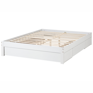 Letto con cassetti senza testiera in legno di gomma bianca 160 x 200 cm design moderno con contenitore