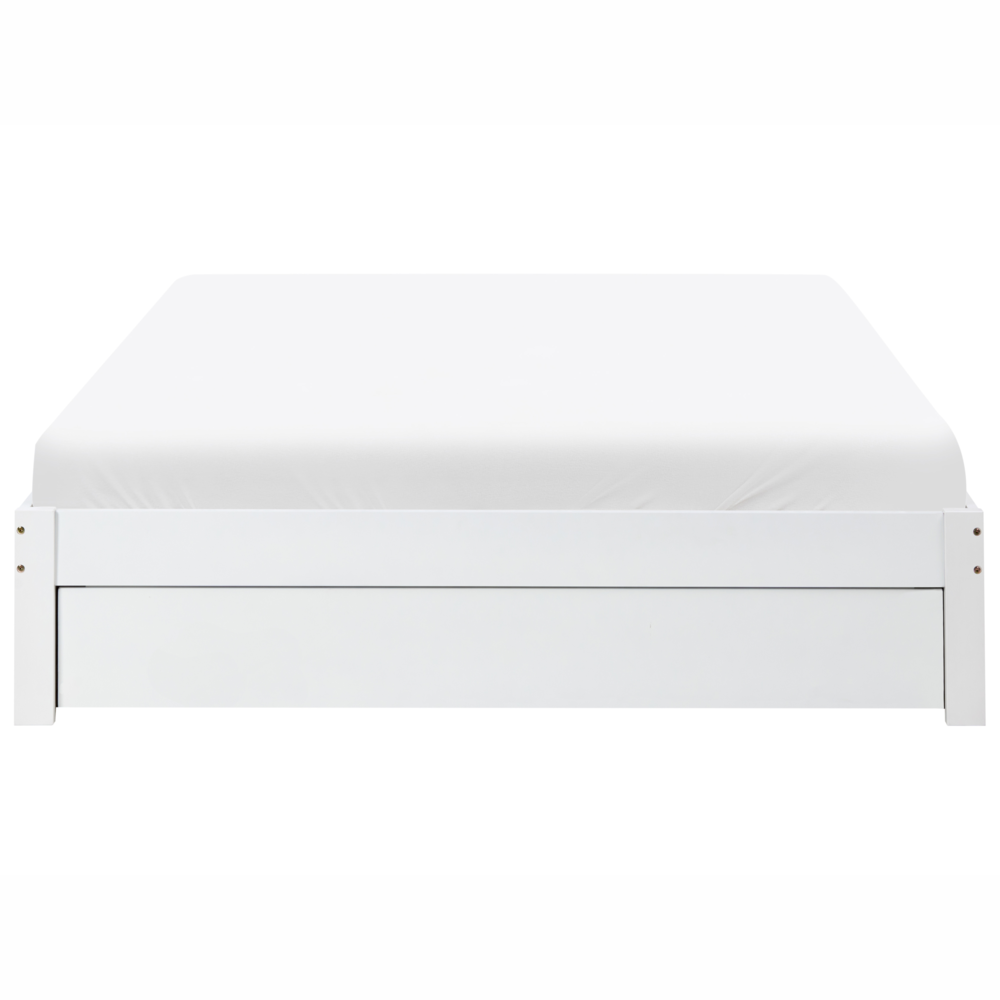 Letto con cassetti senza testiera in legno di gomma bianca 160 x 200 cm design moderno con contenitore