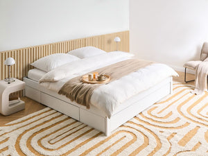 Letto con cassetti senza testiera in legno di gomma bianca 180 x 200 cm design moderno con contenitore