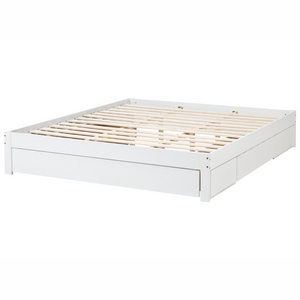 Letto con cassetti senza testiera in legno di gomma bianca 180 x 200 cm design moderno con contenitore