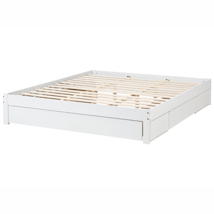 Letto con cassetti senza testiera in legno di gomma bianca 180 x 200 cm design moderno con contenitore