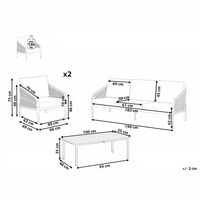 Set di divani da giardino a 5 posti Struttura in metallo beige Divano a 3 posti Poltrone con cuscini Stile moderno