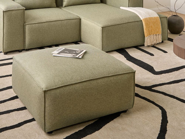 Pouf rettangolare in tessuto verde chiaro stile moderno