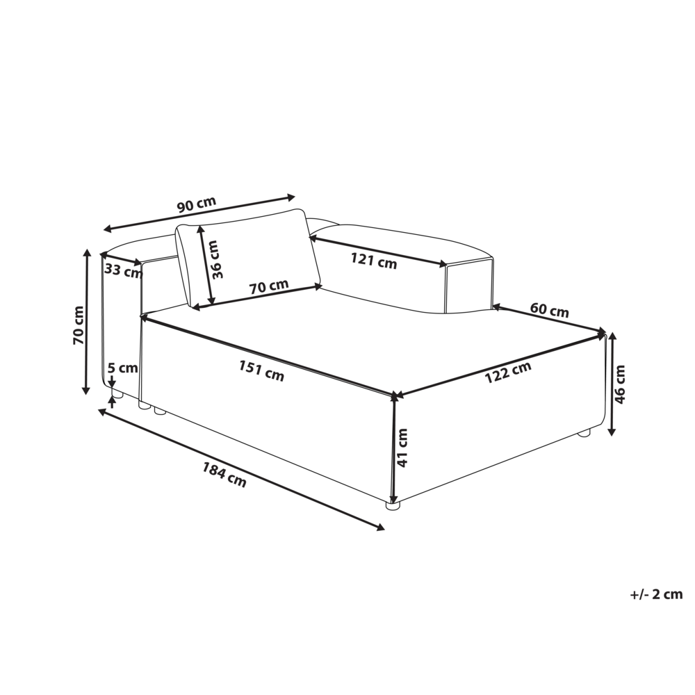Chaise Lounge a sinistro Rivestimento in tessuto verde chiaro stile moderno