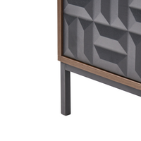 Credenza marrone scuro a 3 ante con ripiano, portabottiglie gambe in metallo MDF motivo geometrico soggiorno