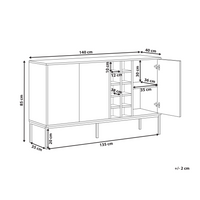 Credenza marrone scuro a 3 ante con ripiano, portabottiglie gambe in metallo MDF motivo geometrico soggiorno