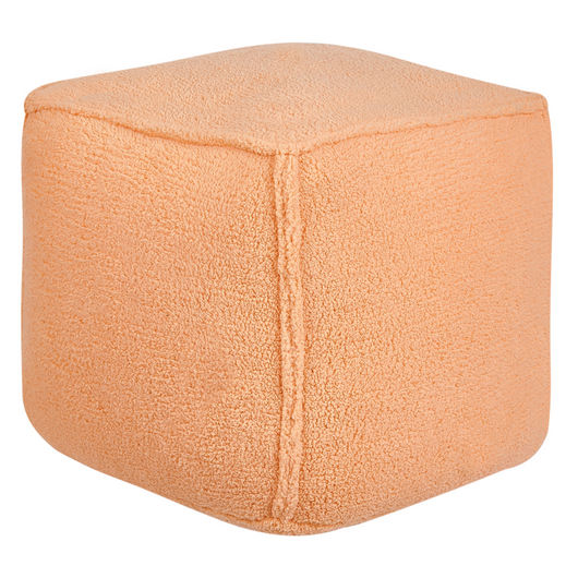 Pouf quadrato in iuta e poliestere arancione con motivo astratto