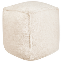 Pouf quadrato in iuta e poliestere beige chiaro con motivo astratto