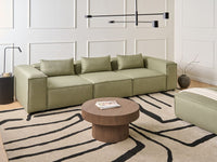 Divano stile moderno a 3 posti imbottito in tessuto verde chiaro Soggiorno