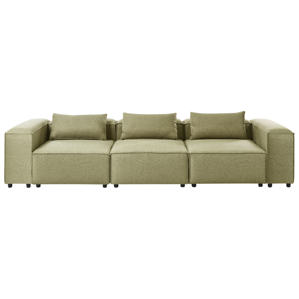 Divano stile moderno a 3 posti imbottito in tessuto verde chiaro Soggiorno