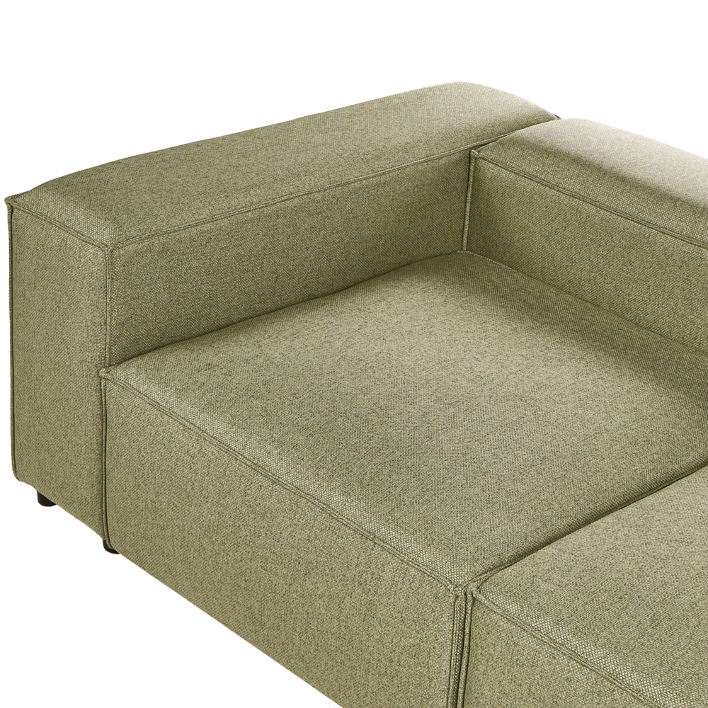 Divano a 4 posti in tessuto modulare verde chiaro lato sinistro stile moderno minimalista