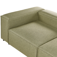 Divano a 4 posti in tessuto modulare verde chiaro lato sinistro stile moderno minimalista