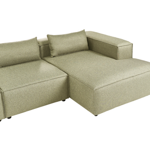 Divano a 4 posti in tessuto modulare verde chiaro lato sinistro stile moderno minimalista
