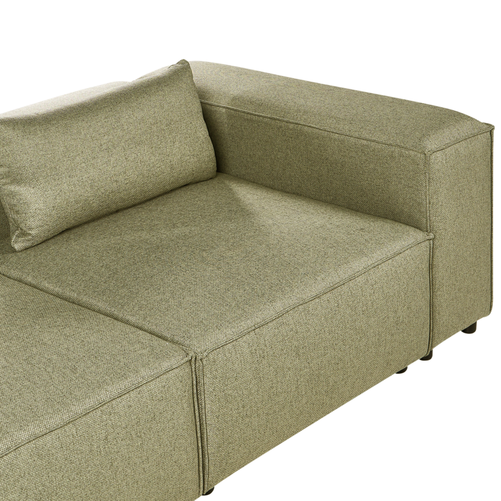 Divano a 4 posti in tessuto modulare verde chiaro lato destro stile minimale moderno