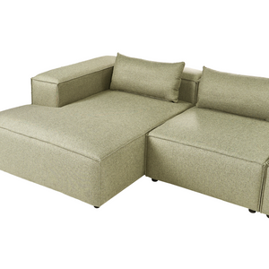 Divano a 4 posti in tessuto modulare verde chiaro lato destro stile minimale moderno