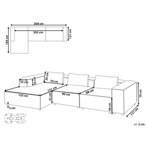 Divano a 4 posti in tessuto modulare verde chiaro lato destro stile minimale moderno