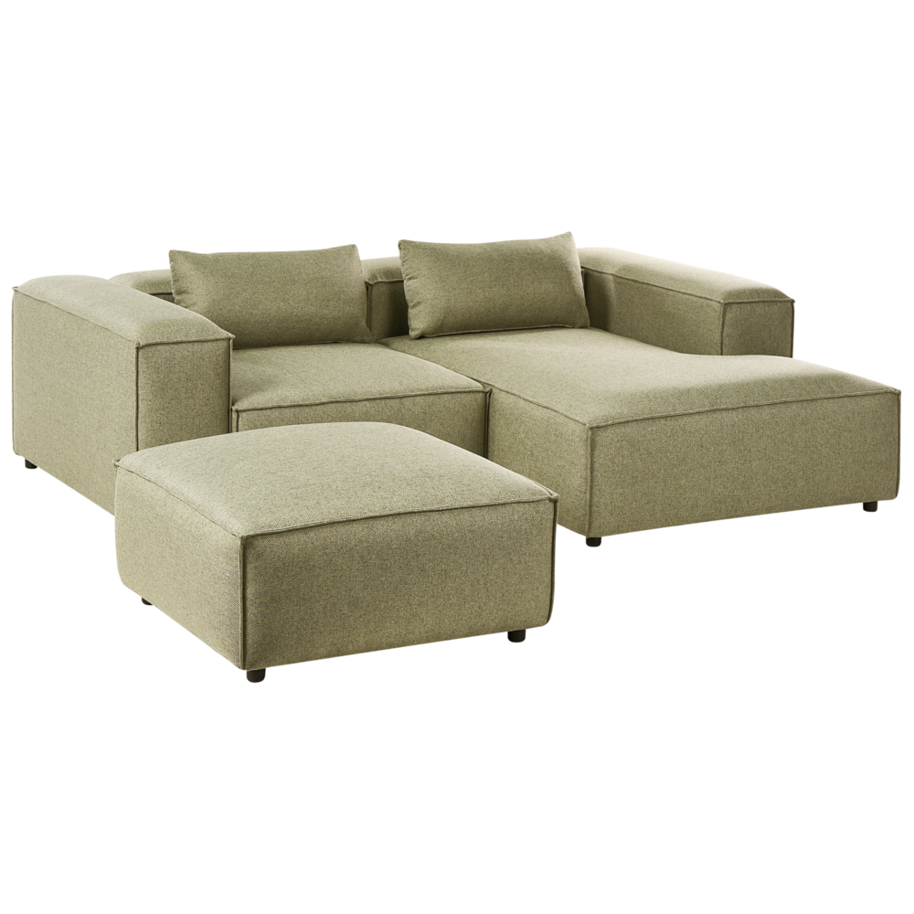 Divano modulare a 3 posti lato sinistro rivestimento in tessuto verde chiaro stile moderno