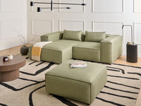 Divano modulare a 3 posti con angolo destro e ottomana Rivestimento in tessuto verde chiaro stile moderno