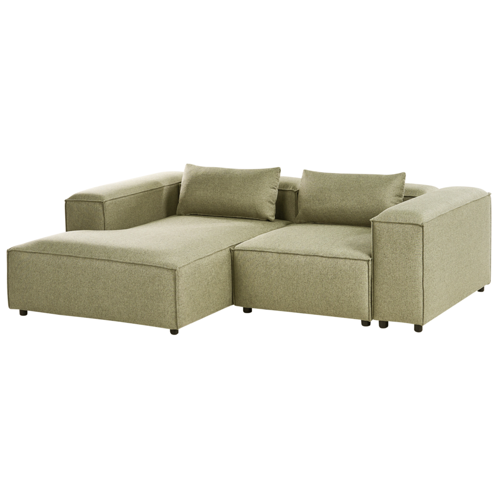 Divano modulare a 3 posti con angolo destro e ottomana Rivestimento in tessuto verde chiaro stile moderno