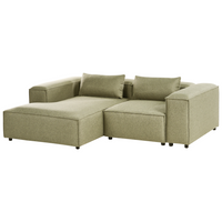 Divano modulare a 3 posti con angolo destro e ottomana Rivestimento in tessuto verde chiaro stile moderno