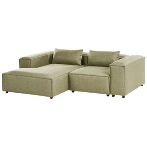 Divano modulare a 3 posti con angolo destro e ottomana Rivestimento in tessuto verde chiaro stile moderno