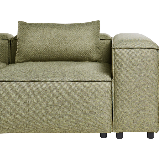 Divano modulare a 3 posti con angolo destro e ottomana Rivestimento in tessuto verde chiaro stile moderno