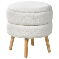 Sgabello Boucle bianco con gambe in legno imbottite Stile moderno
