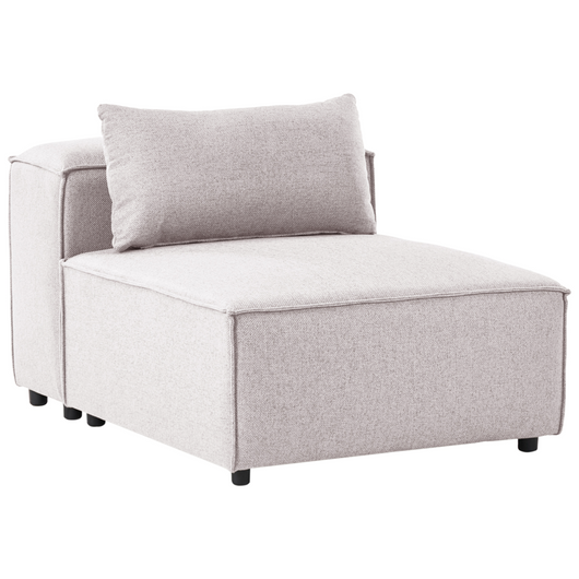 Modulo seduta singola a sezione unica con sedile rivestito in tessuto marrone chiaro stile moderno