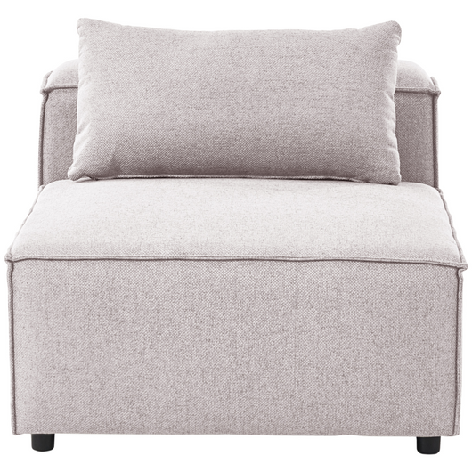 Modulo seduta singola a sezione unica con sedile rivestito in tessuto marrone chiaro stile moderno