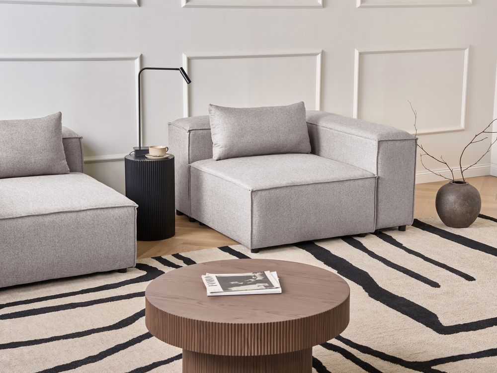 Divano angolare a 1 posto Modulo in tessuto marrone chiaro Brande stile moderno