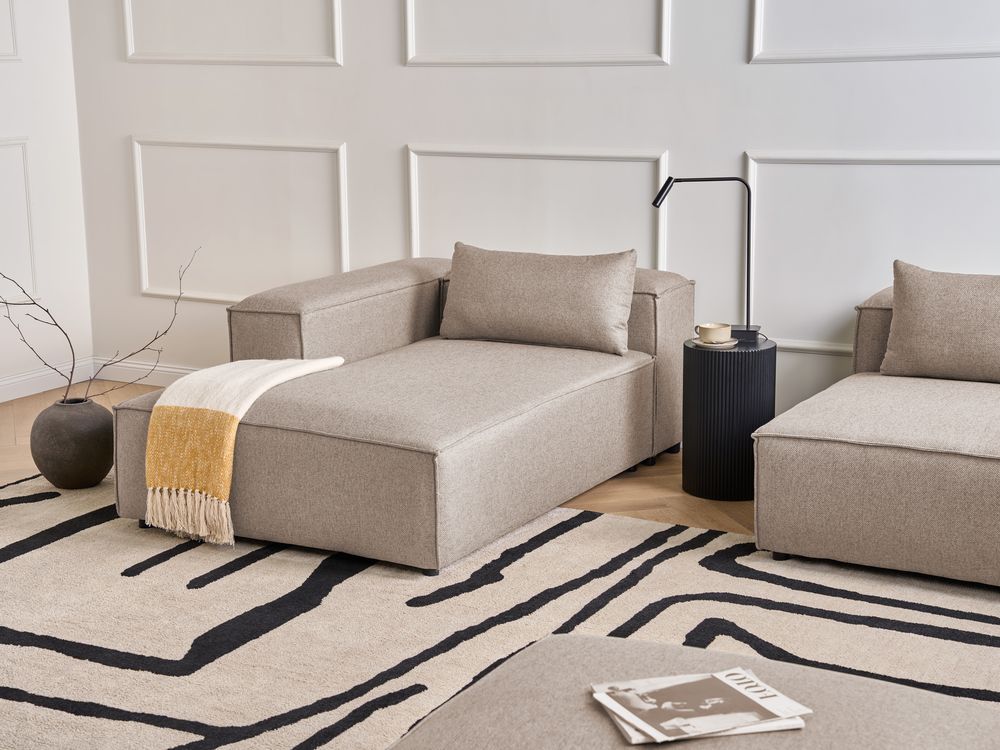 Chaise Lounge a destra Rivestimento in tessuto marrone chiaro stile moderno