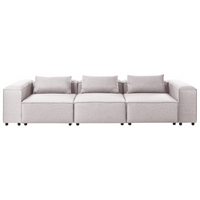 Divano stile moderno a 3 posti imbottito in tessuto marrone chiaro Soggiorno