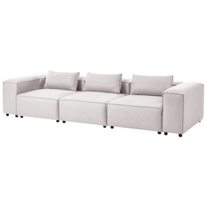 Divano stile moderno a 3 posti imbottito in tessuto marrone chiaro Soggiorno