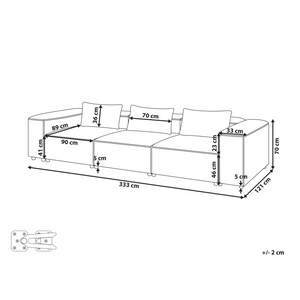 Divano stile moderno a 3 posti imbottito in tessuto marrone chiaro Soggiorno