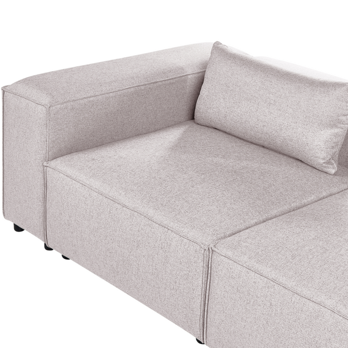 Divano a 4 posti in tessuto modulare marrone chiaro lato sinistro stile moderno minimalista