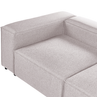 Divano a 4 posti in tessuto modulare marrone chiaro lato sinistro stile moderno minimalista