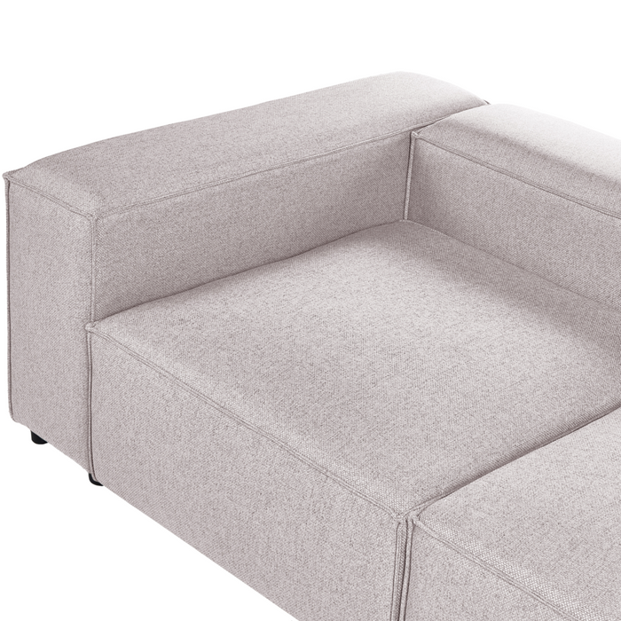 Divano a 4 posti in tessuto modulare marrone chiaro lato sinistro stile moderno minimalista