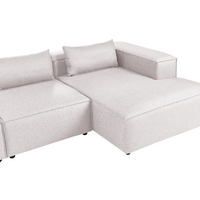 Divano a 4 posti in tessuto modulare marrone chiaro lato sinistro stile moderno minimalista