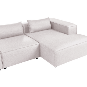 Divano a 4 posti in tessuto modulare marrone chiaro lato sinistro stile moderno minimalista