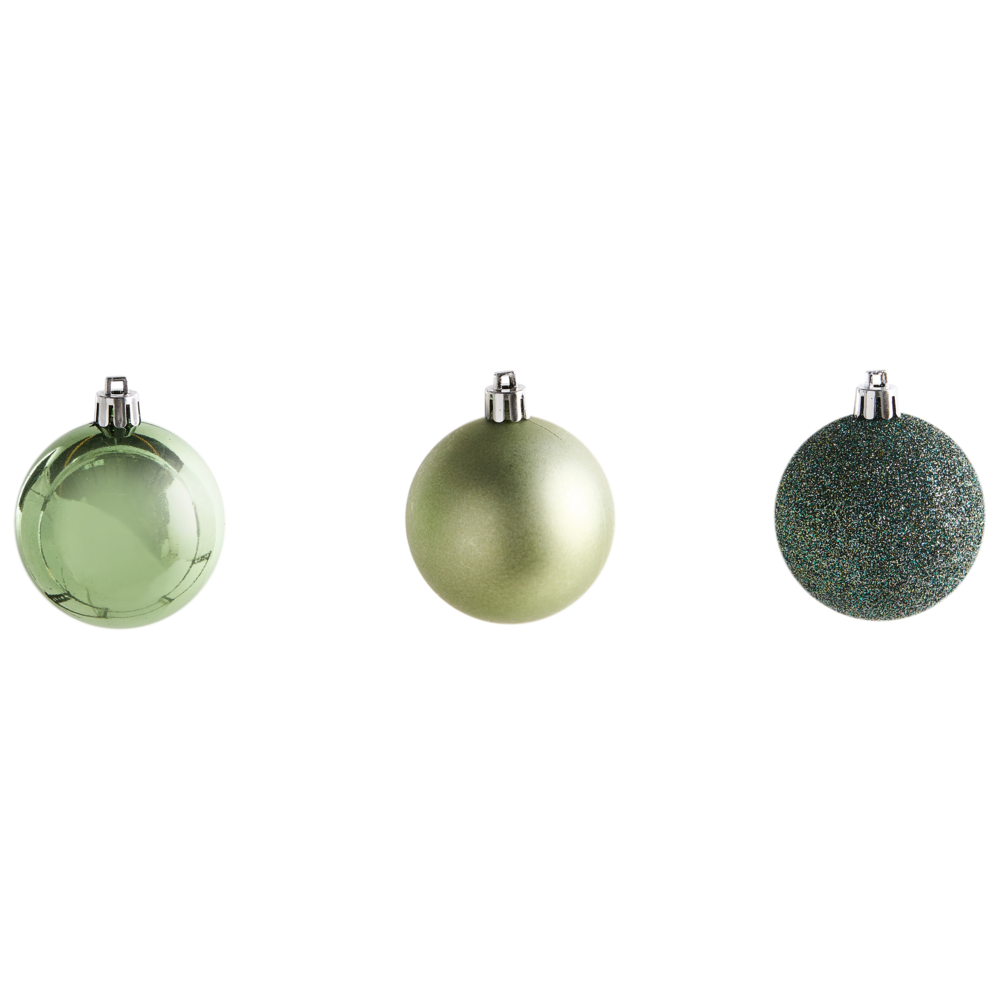 Set di 60 palline di Natale in plastica verde Decorazioni da appendere Stile tradizionale Palline di Natale Albero di Natale Glitter