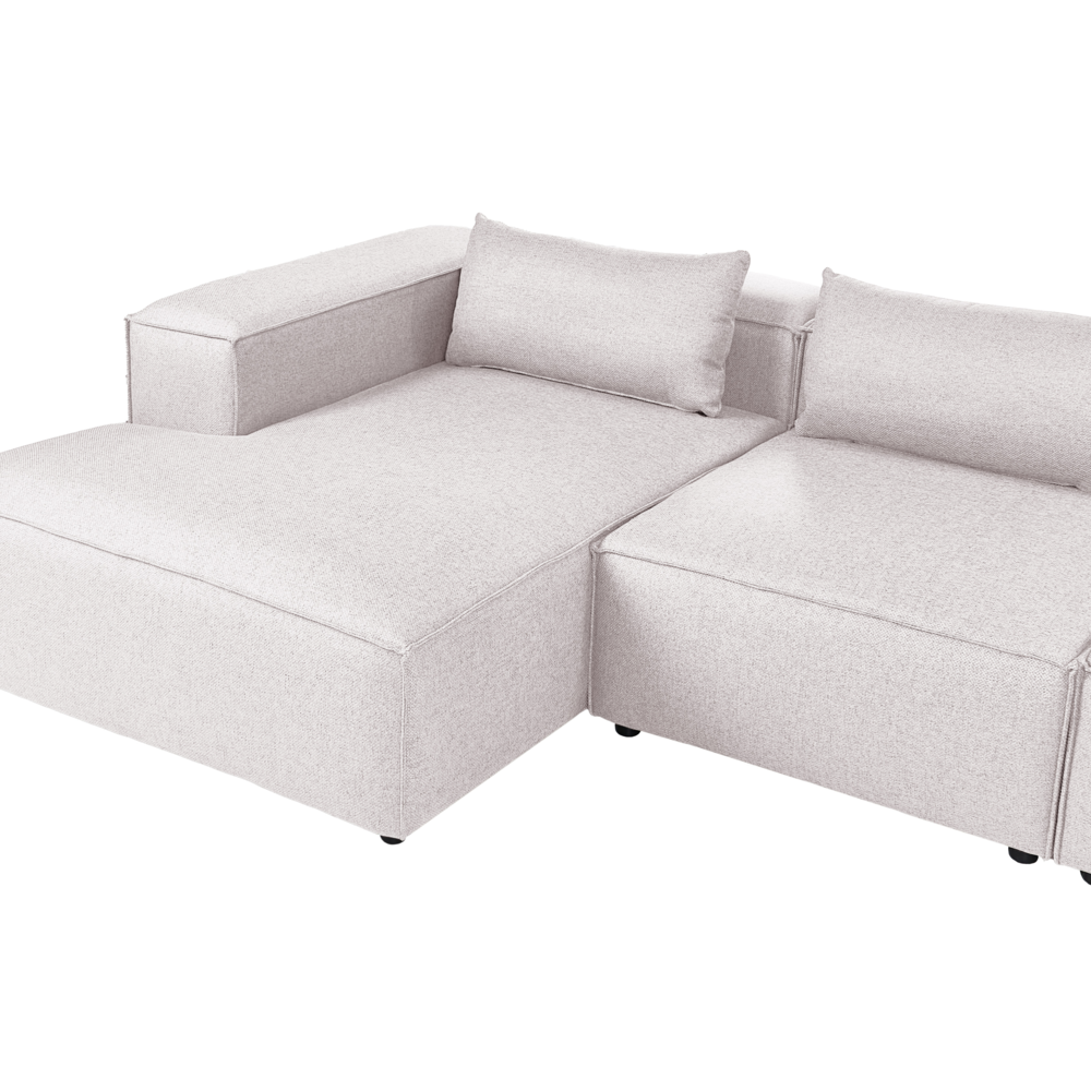 Divano a 4 posti in tessuto modulare marrone chiaro lato destro stile minimale moderno