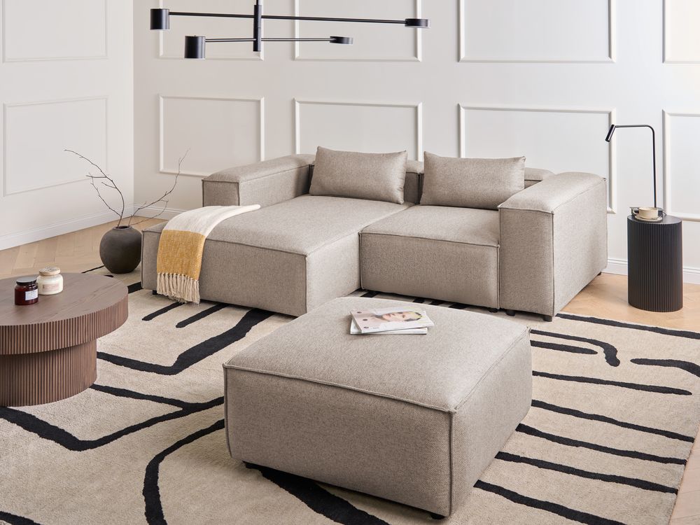 Divano modulare a 3 posti lato sinistro rivestimento in tessuto marrone chiaro stile moderno