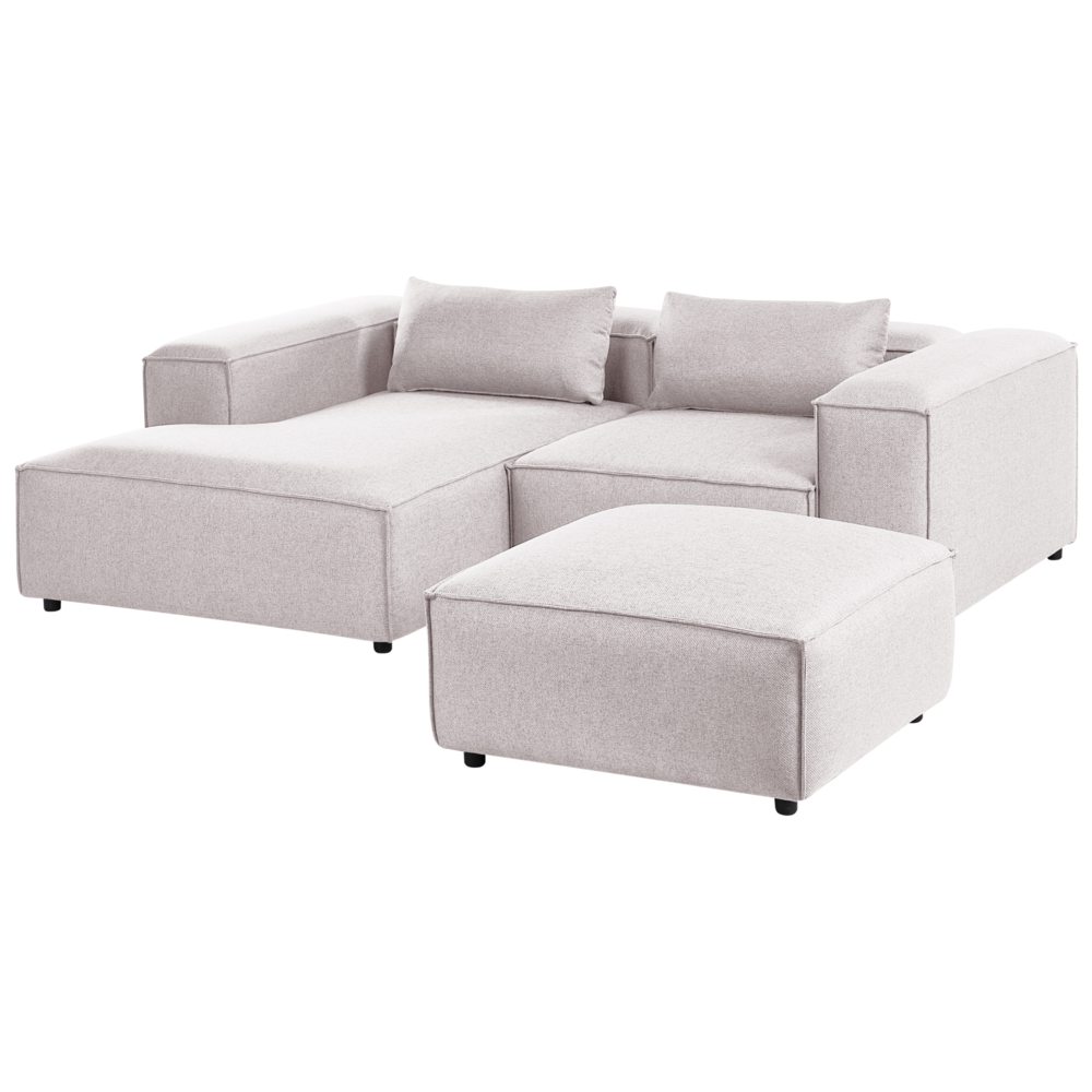 Divano modulare a 3 posti lato sinistro rivestimento in tessuto marrone chiaro stile moderno